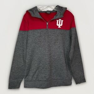 Colosseum Indiana Hoosiers Men's M Quarter Zip Hoodie Gray Red NCAA Pullover